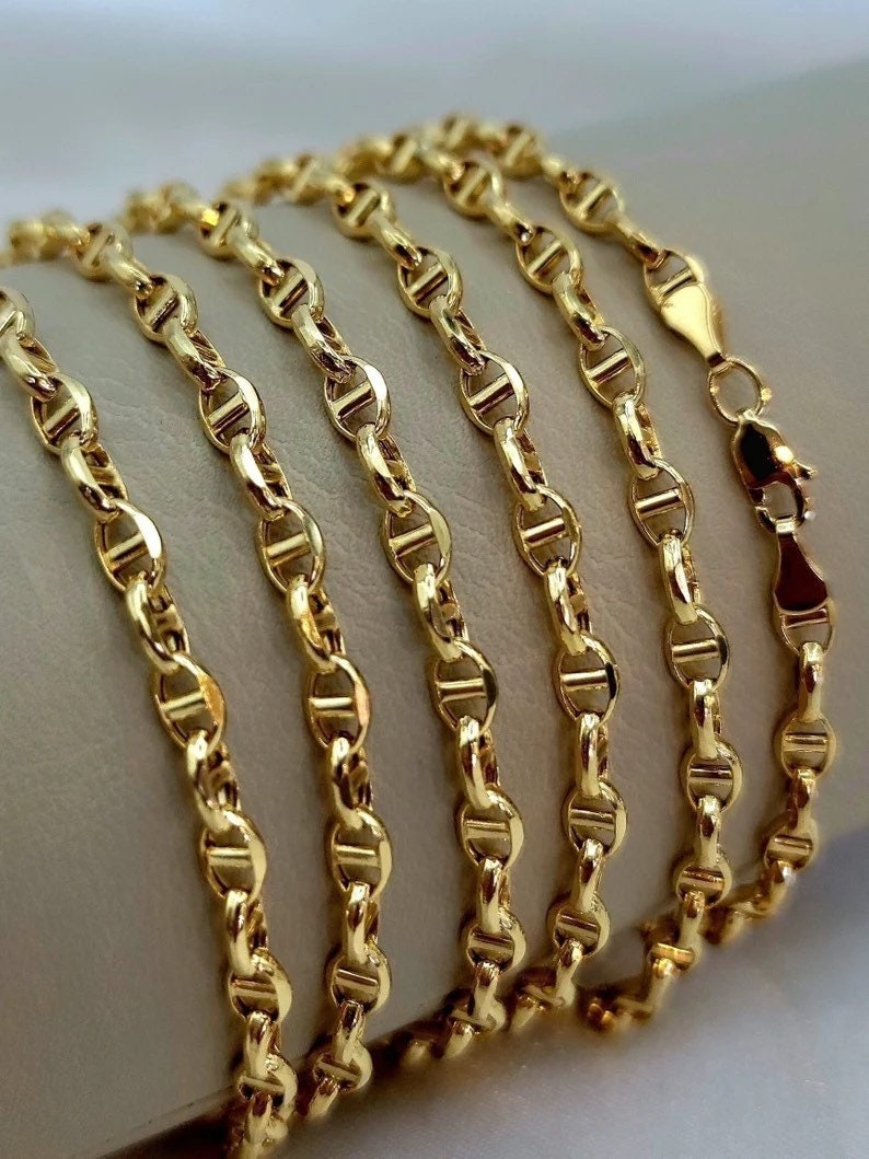 18K Gold Anchor Chain Necklace (4mm)