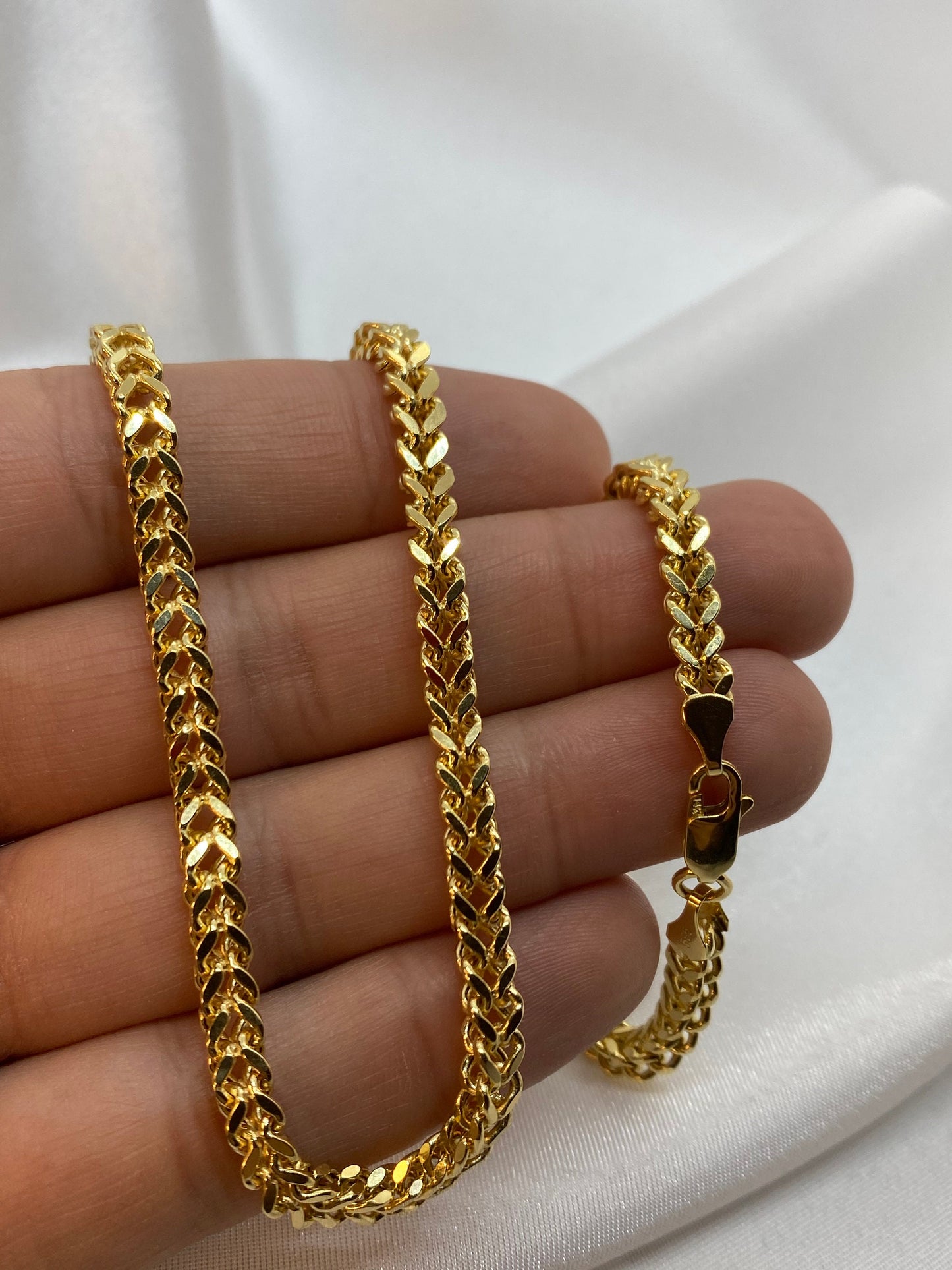 14K Gold Franco Chain Diamond Cut Necklace (4.4mm).