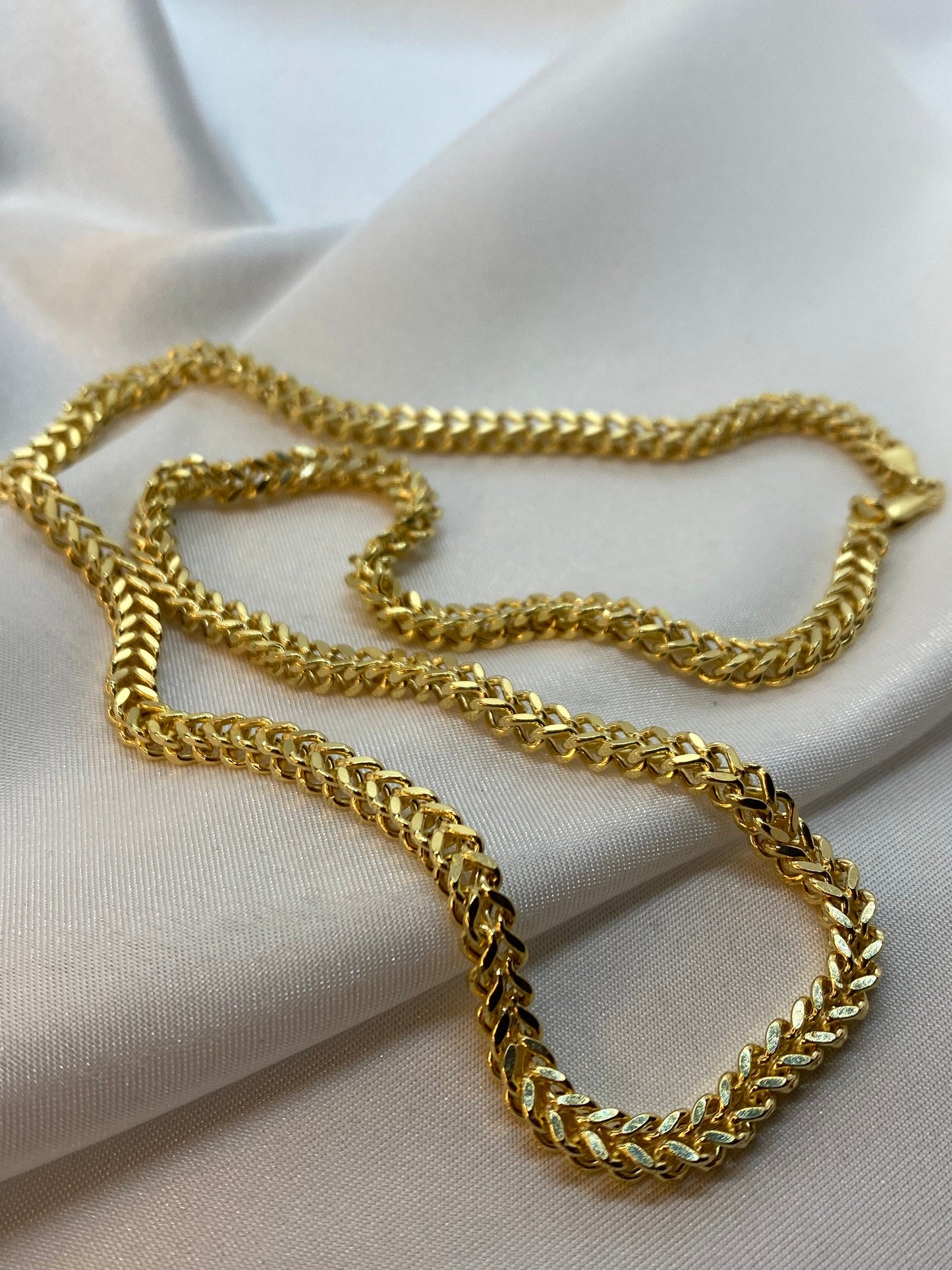 14K Gold Franco Chain Diamond Cut Necklace (4.4mm).