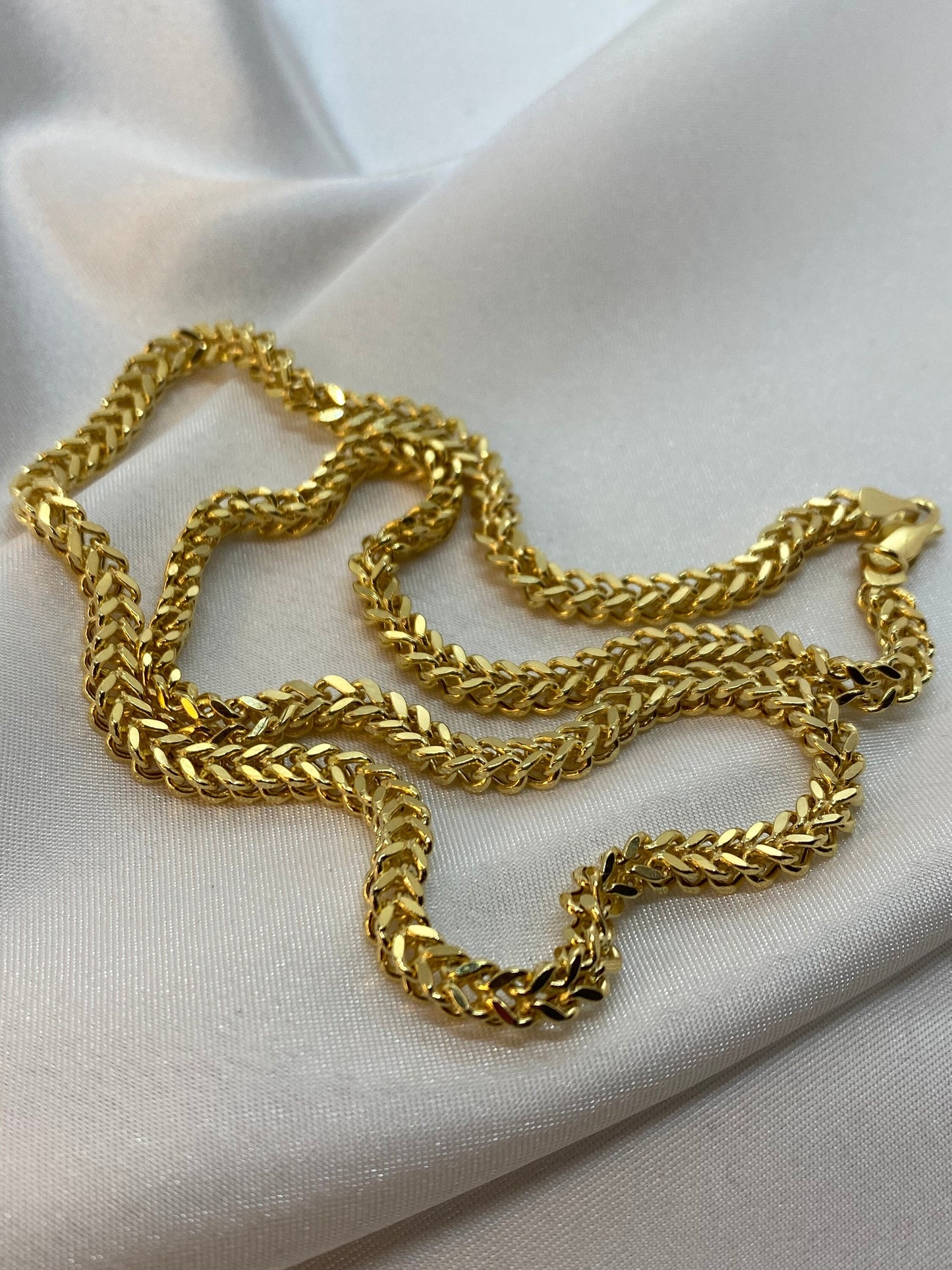 14K Gold Franco Chain Diamond Cut Necklace (4.4mm).