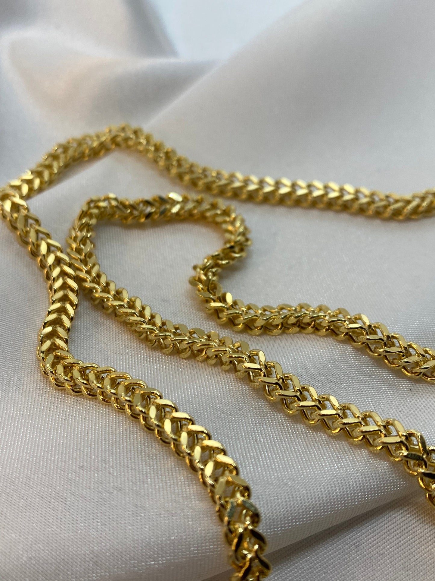 14K Gold Franco Chain Diamond Cut Necklace (4.4mm).